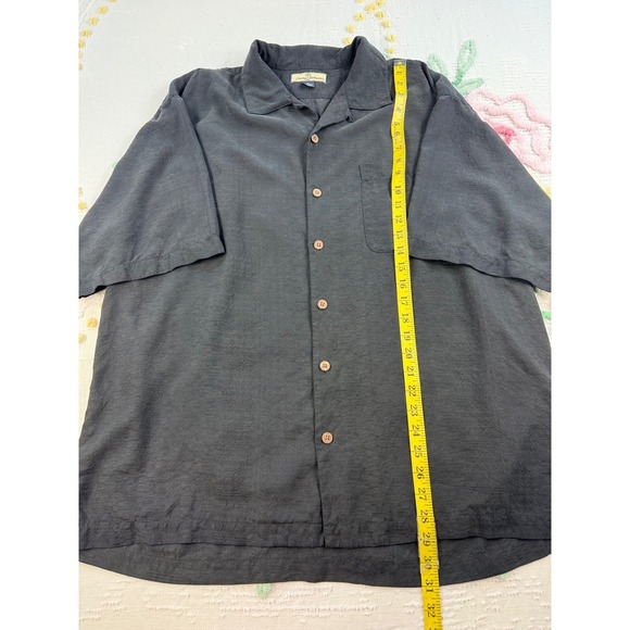 Tommy‎ Bahama XL Silk Black Graphic Back Camp Shirt Straight Up with a Twist - Picture 3 of 7